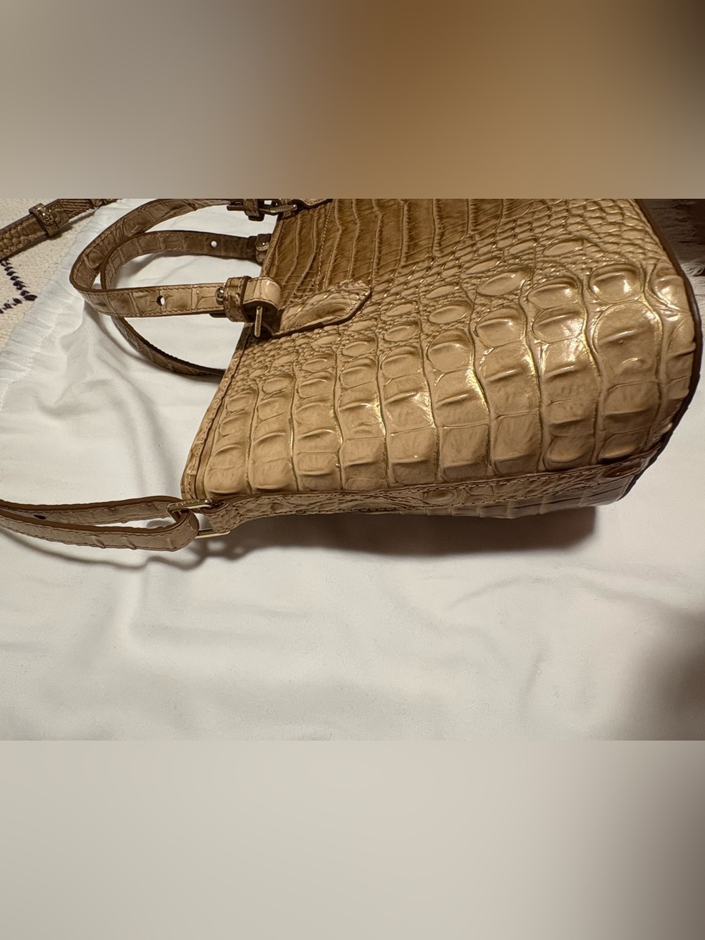 Brahmin Mini Asher Granite Melbourne Croc-Embossed Leather Satchel - Picture 16 of 16